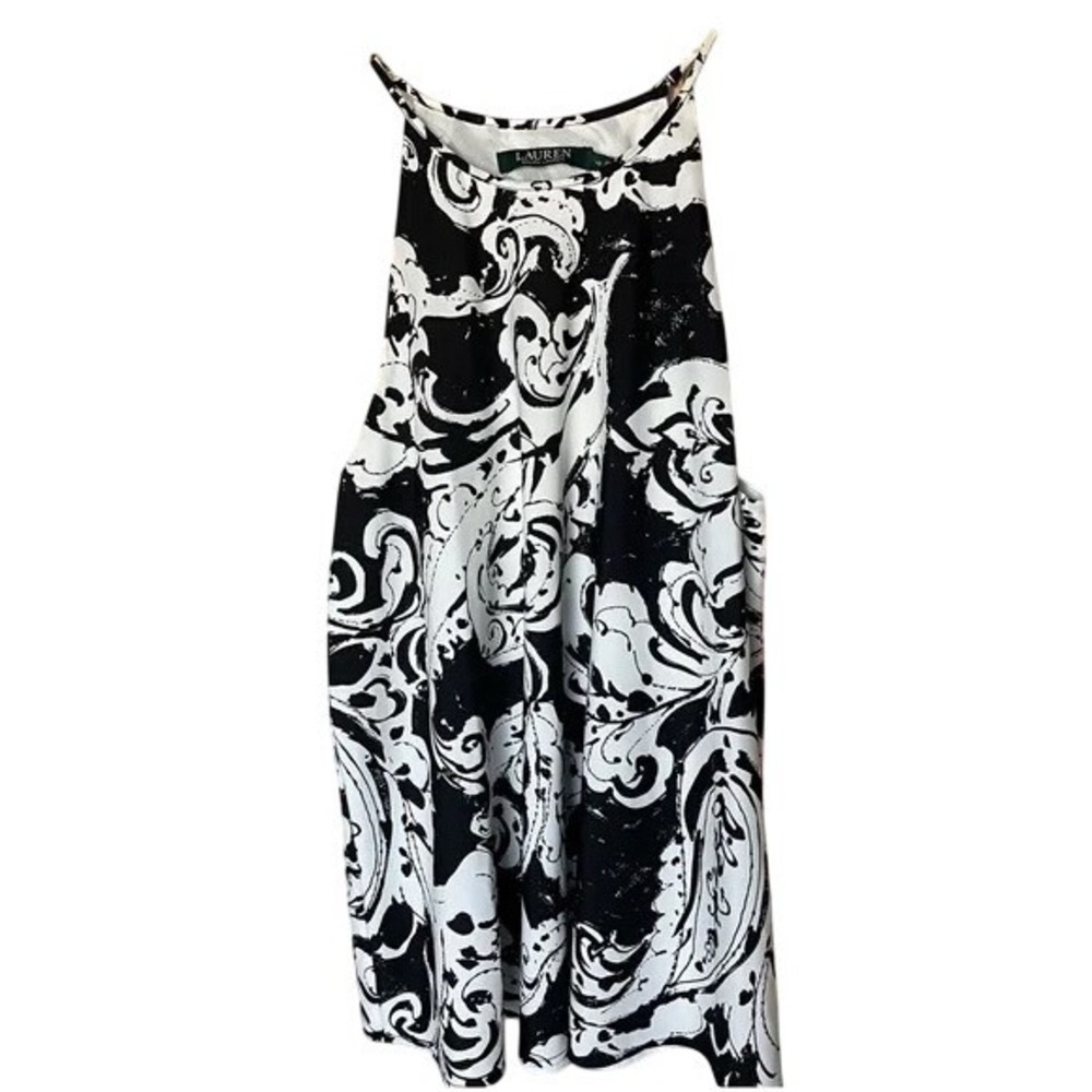 Lauren Ralph Lauren Black and White Halter Top, 10